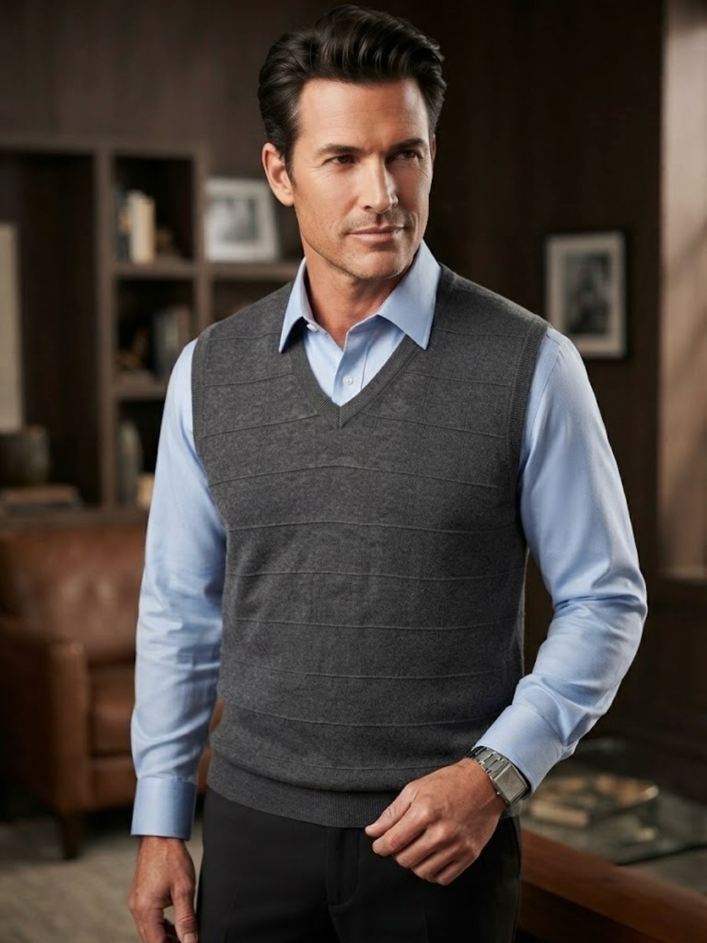 NWT Van Heusen Charcoal Grey V-Neck Sweater Vest XXL Classic Preppy Luxury